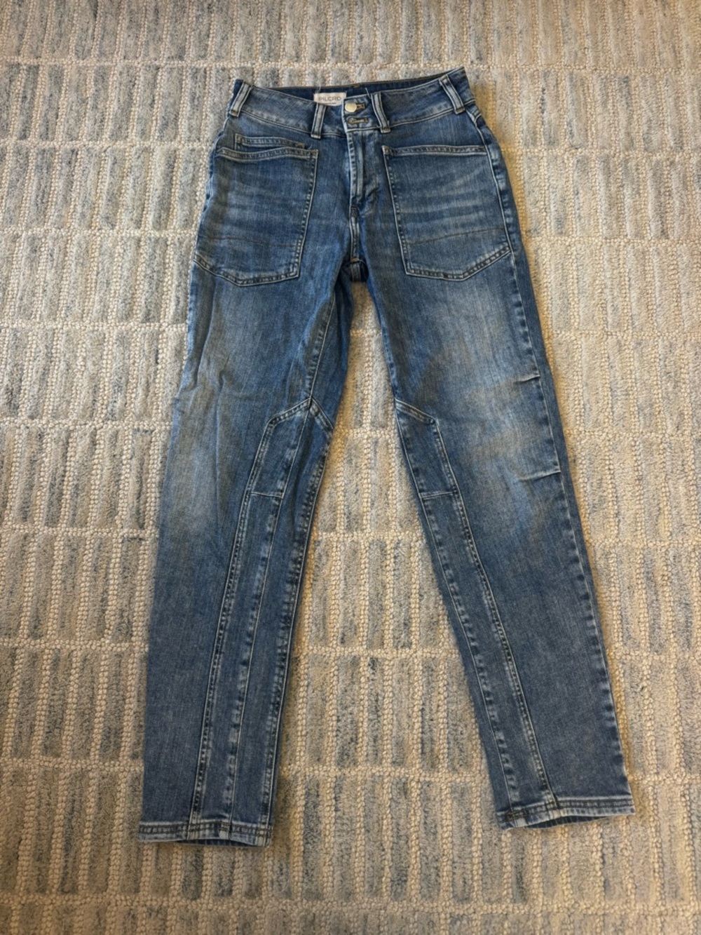 Anthropologie Pilcro Medium Wash Utility Front Seam Straight Leg Jeans Size 24